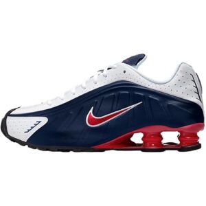 Nike Shox R4 Men's Shoes (Midnight Navy/White/Metallic Silver/Gym Red) Size 10