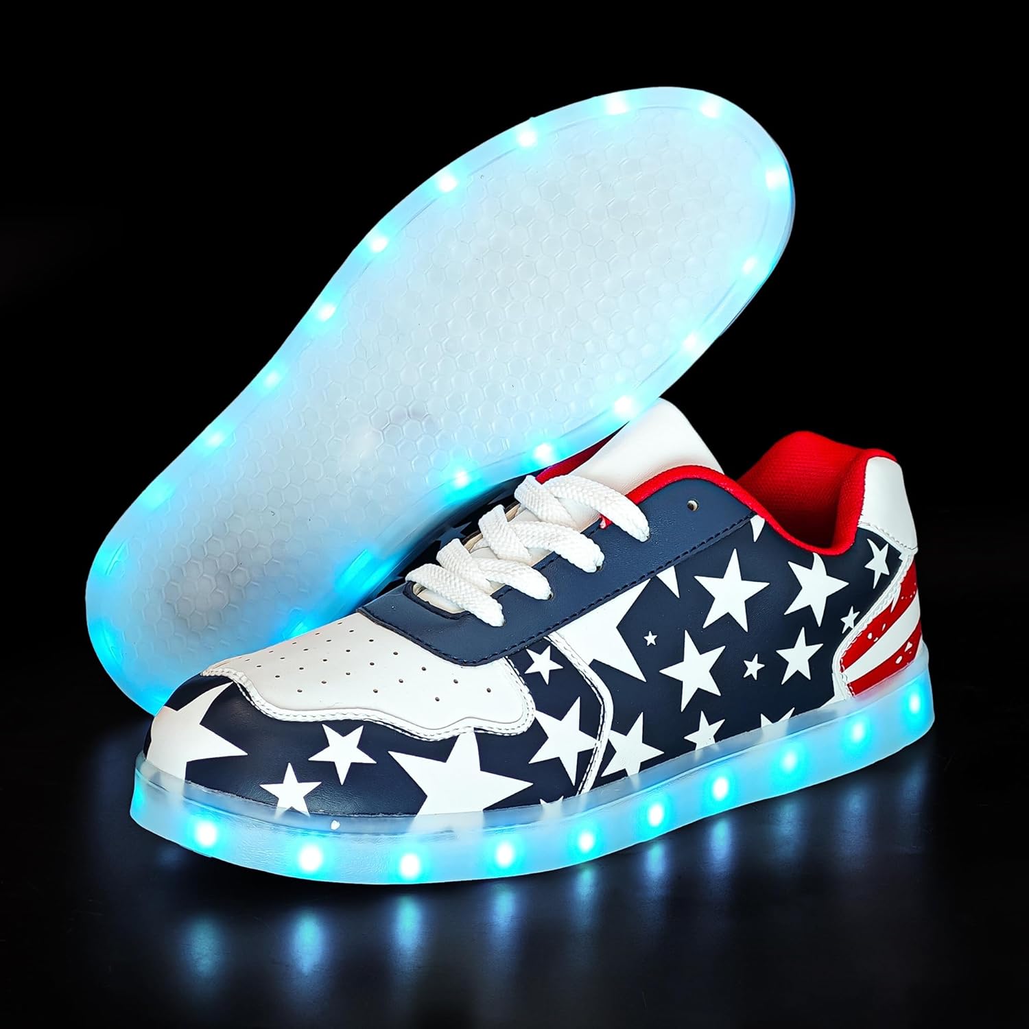 Wooowyet Men LED Light Up Shoes for Women High Top Lights Sneakers Glowing Neon Luminous Sequin Fashion Sparkle Bling Shiny Punk Boots LED Shoes - Image 3