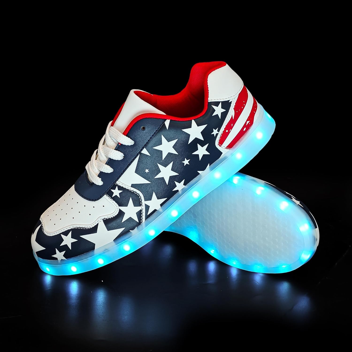 Wooowyet Men LED Light Up Shoes for Women High Top Lights Sneakers Glowing Neon Luminous Sequin Fashion Sparkle Bling Shiny Punk Boots LED Shoes - Image 4