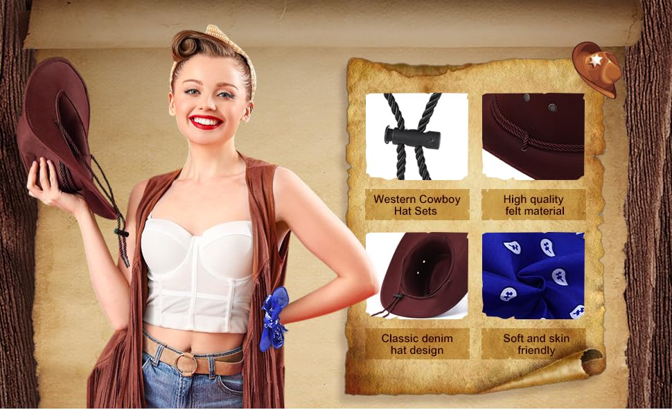30 pieces western cowboy hat costume accessories paisley bandanna set cowgirl hats bulk for adult women men dress party