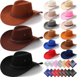 30 pieces western cowboy hat costume accessories paisley bandanna set cowgirl hats bulk for adult women men dress party