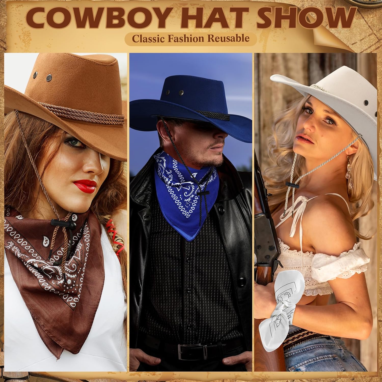 30 pieces western cowboy hat costume accessories paisley bandanna set cowgirl hats bulk for adult women men dress party