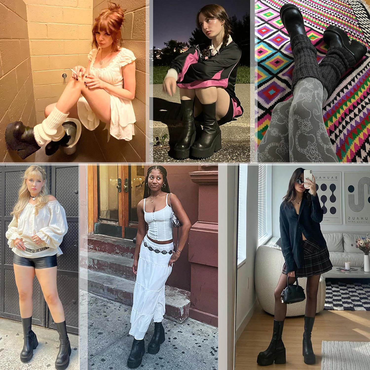 Womens_Wedge_Heel_Ankle_Boots_Platform_Zipper_Punk_image_36 Womens Wedge Heel Ankle Boots Platform Zipper Punk Motorcycle Booties Chunky Block High Heel Round Toe Fashion Work Combat Boots Mid Calf For Women - Image 6
